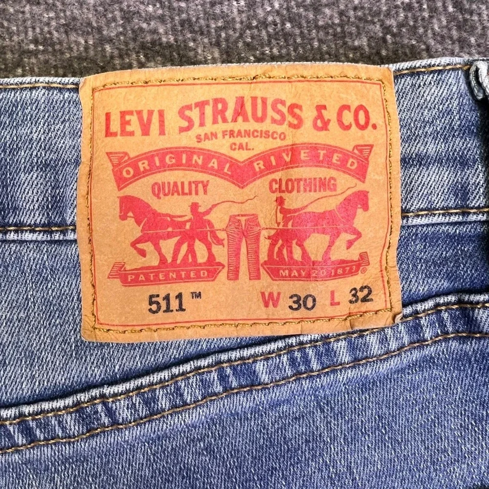 Levis 511 Jeans‎ Mens 29x31 Blue Marble Fade Slim Stretch Denim Classic Casual